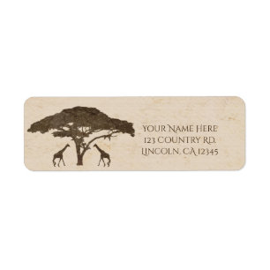 African Safari Two Giraffs & Tree Vintage Wedding