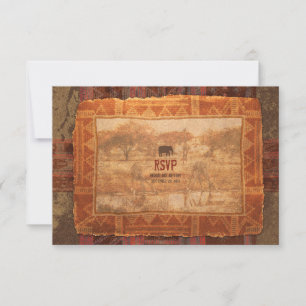 African Safari Wedding RSVP Reply Card Karte