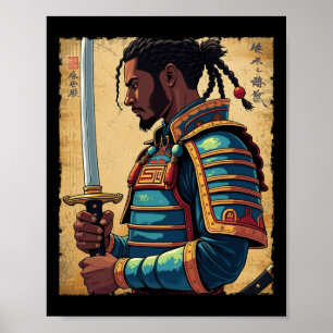 African Samurai Vintag Afro American Bushido Warr Poster