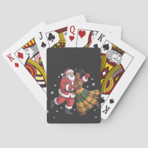 African Santa Mrs Claus Tancing African American Spielkarten