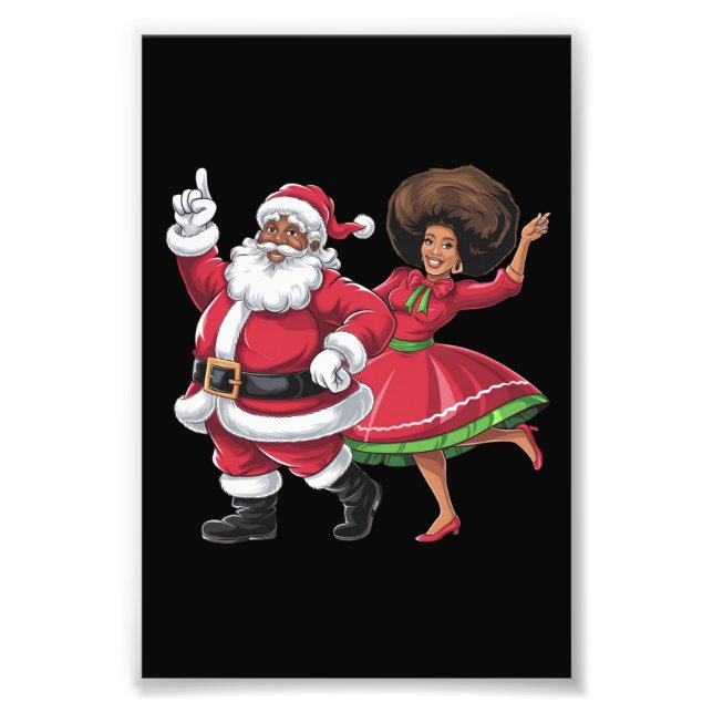 African Santa Mrs Claus Tanzen American Christmas Fotodruck (Vorne)