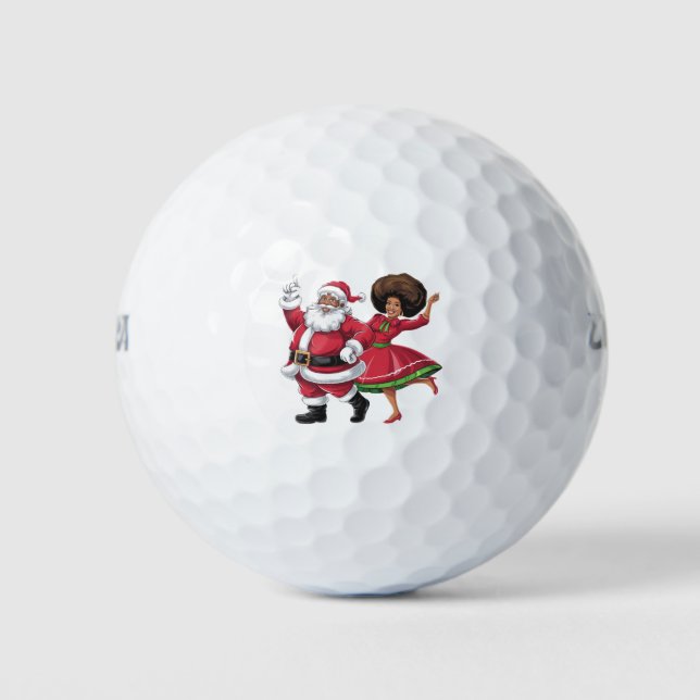 African Santa Mrs Claus Tanzen American Christmas Golfball (Vorderseite)