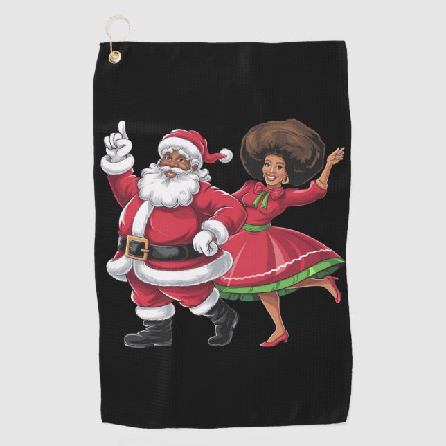 African Santa Mrs Claus Tanzen American Christmas Golfhandtuch (Vorderseite)