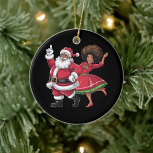 African Santa Mrs Claus Tanzen American Christmas Keramik Ornament