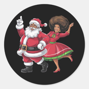 African Santa Mrs Claus Tanzen American Christmas Runder Aufkleber