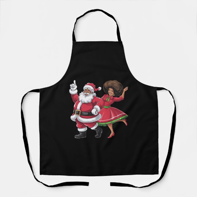 African Santa Mrs Claus Tanzen American Christmas Schürze (Vorderseite)