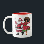 African Santa Mrs Claus Tanzen American Christmas Zweifarbige Tasse<br><div class="desc">African Santa Mrs Claus Tanzen American Christmas</div>