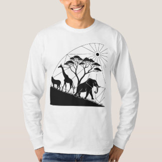 African Savanna Silhouette T - Shirt Design