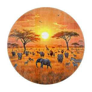 African Savanna Sunset Art Schneidebrett
