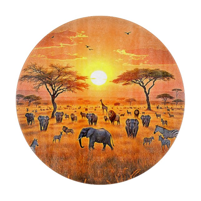 African Savanna Sunset Art Schneidebrett (Vorderseite)
