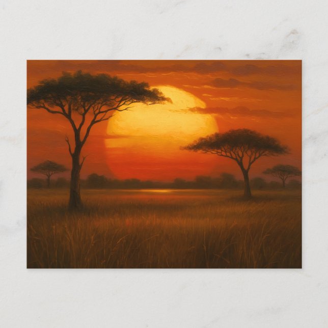 African Savannah - Scenic Illustration Style Postkarte (Vorderseite)