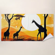 African Savannah Sunset Giraffe Scene