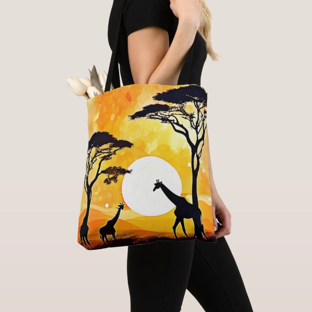 African Savannah Sunset Giraffe Scene Tasche (Von Nahem)