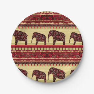 African seamless ethno elephant triabl pappteller