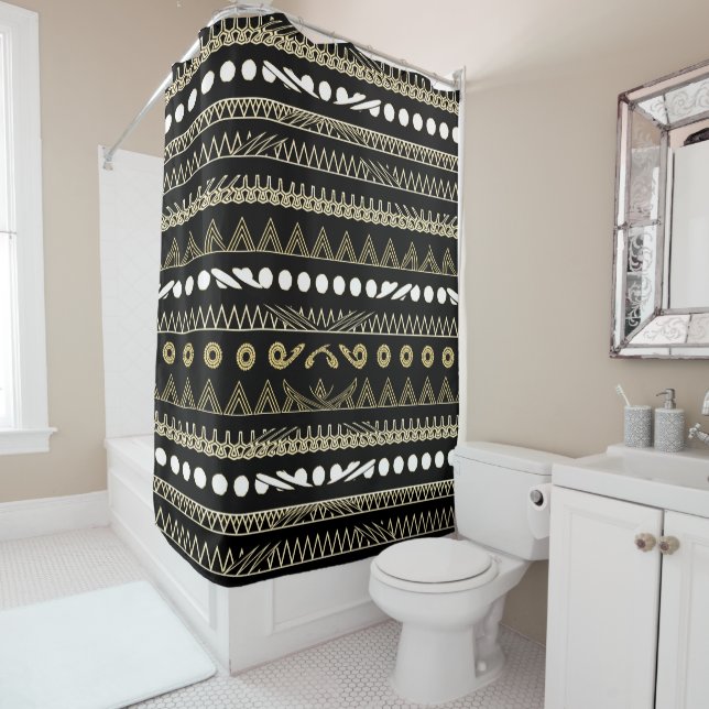 African Style Abstract Motif Design Shower Curtain Duschvorhang (Beispiel)