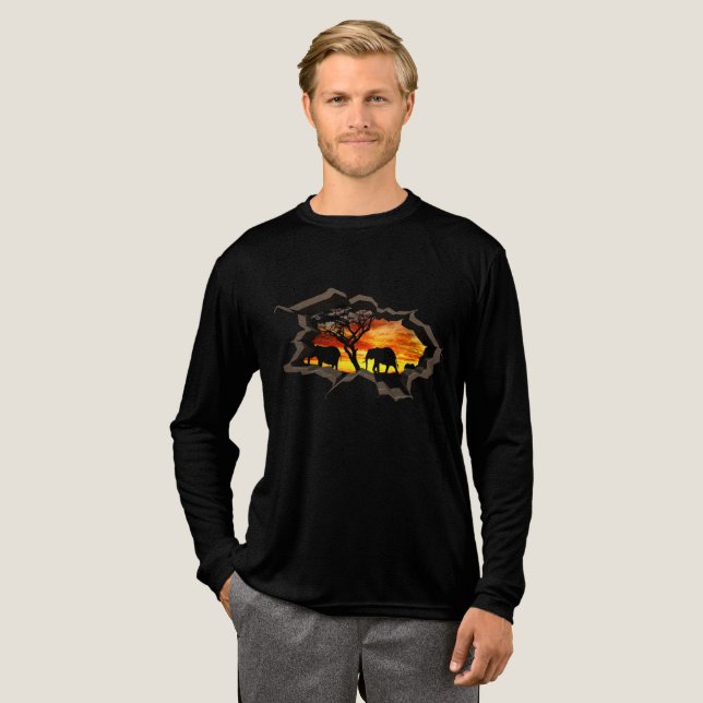 African Sunset Elephants 3D Wall Break T - Shirt (Volle Vorderseite)