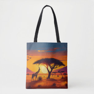 African Sunset Giraffe Scene - Landschaftliche Wil Tasche