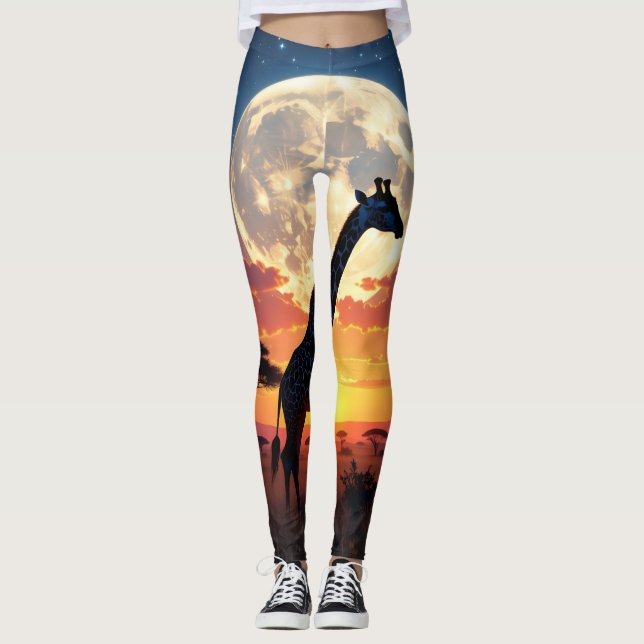 African Sunset Moon Giraffe Leggings | Tights (Vorderseite)