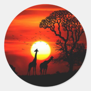 African Sunset Round Sticker