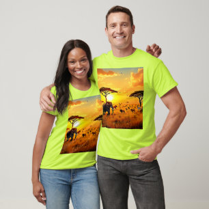 African Sunset Safari Majestät Design T-Shirt