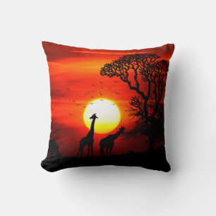 African Sunset Throw Pillow Kissen