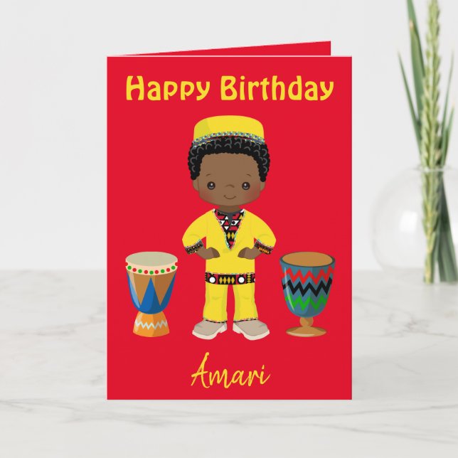 African Theme Birthday Feiertagskarte (Vorderseite)