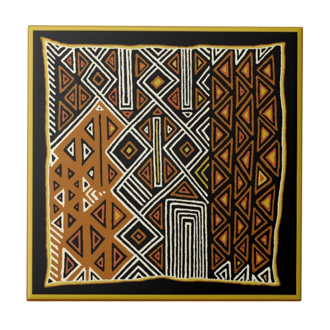 African Tribal Kuba Design Fliese (Vorderseite)