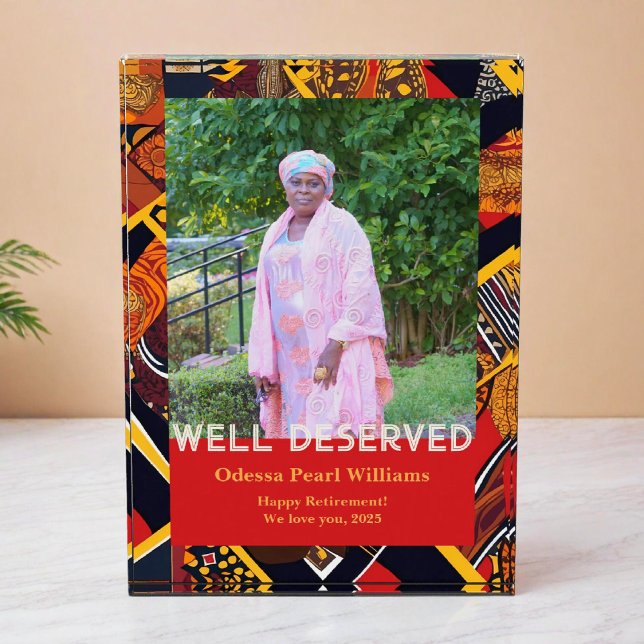 African Tribal Patchwork Black Mom Retirement Gift Fotoblock (African Tribal Patchwork Black Mom Retirement Gift Photo Block)