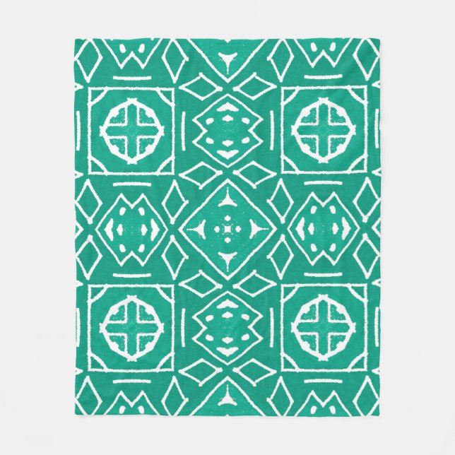 African Tribal Print Ikat Muster Fleecedecke (Vorderseite)
