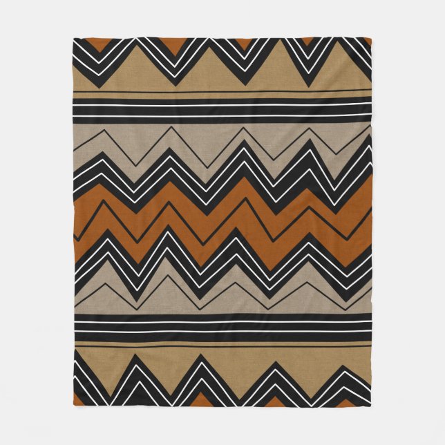 African Tribal Zigzags Pattern Fleecedecke (Vorderseite)
