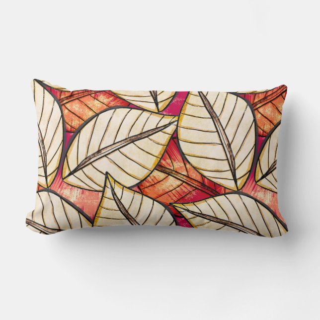African Tropical Rainforest Red and Orange Lendenkissen (Vorderseite)