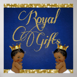 African Twin BOYS |Gold Glitzer Royal Gifts Sign Poster