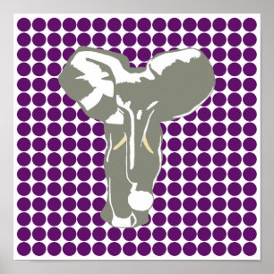 African Violet Safari Dot mit Pop Art Elephant Poster