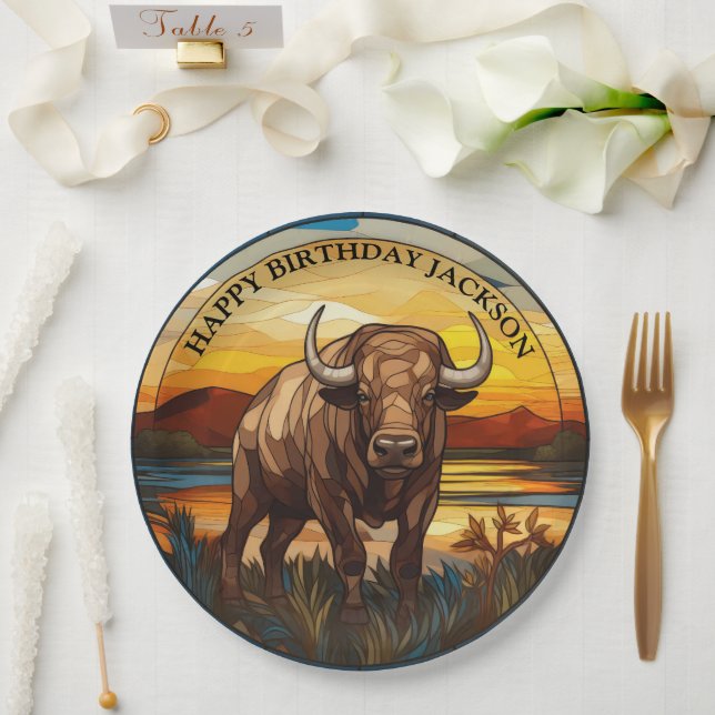 African Water Buffalo Birthday Pappteller (Hochzeit)