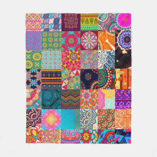 African Wax Print Patchwork Ankara Ethnic Fabric Fleecedecke