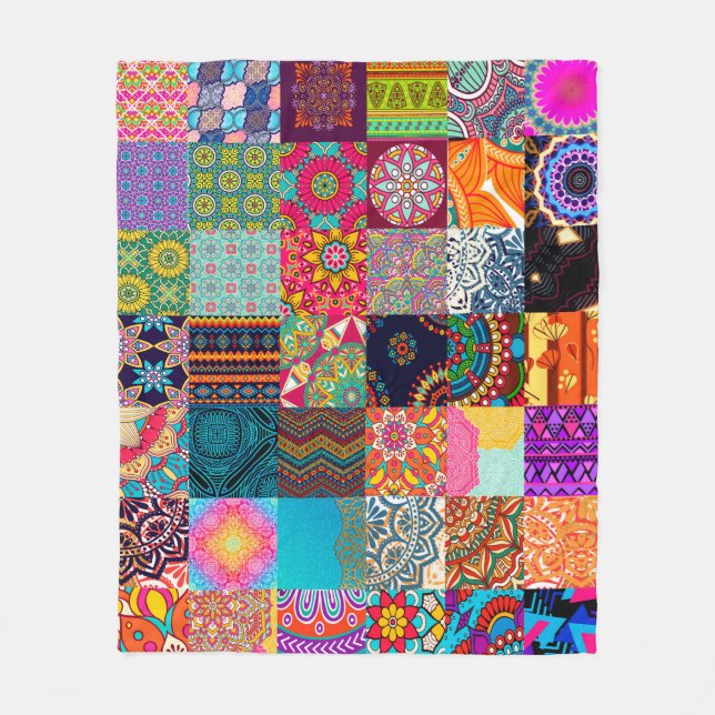 African Wax Print Patchwork Ankara Ethnic Fabric Fleecedecke (Vorderseite)