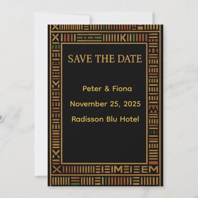 African Wedding Gold Kente Save the Date Card (Vorderseite)