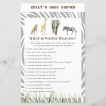 African Wild Baby Shower Game PRINTED