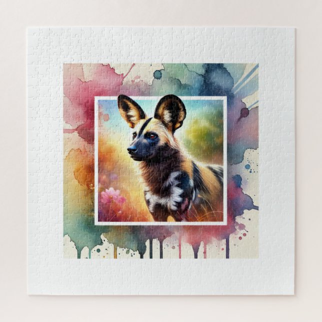 African Wild Dog 010924AREF137 - Watercolor (Vertikal)