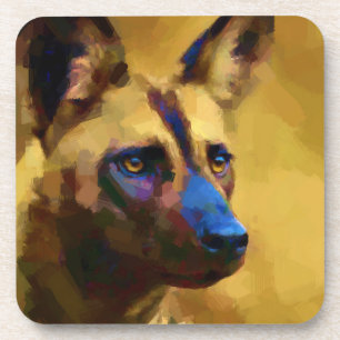 African Wild Dog Art Getränkeuntersetzer