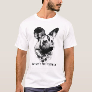 African Wild Dog B&W Nature's Meisterwerk Kunst. T-Shirt