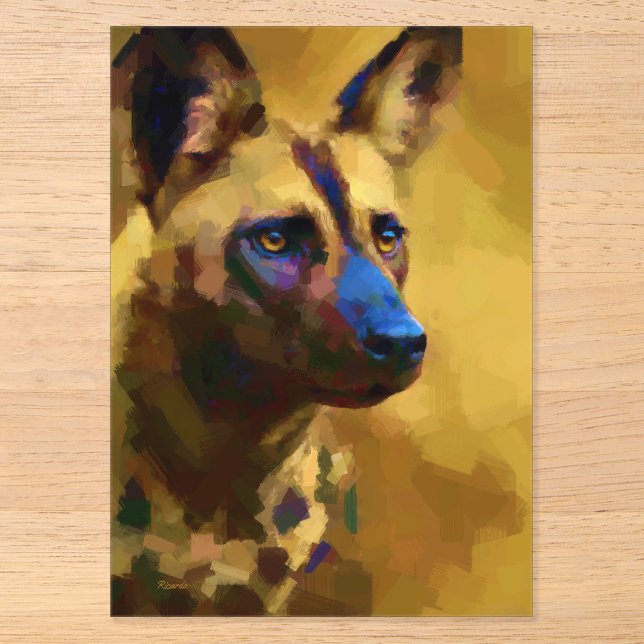African Wild Dog Lycaon Pictus Acryleinladungen (Vorderseite)