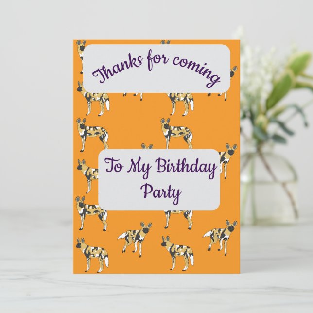 African Wild Dogs Thank you Card Einladung (Stehend Vorderseite)