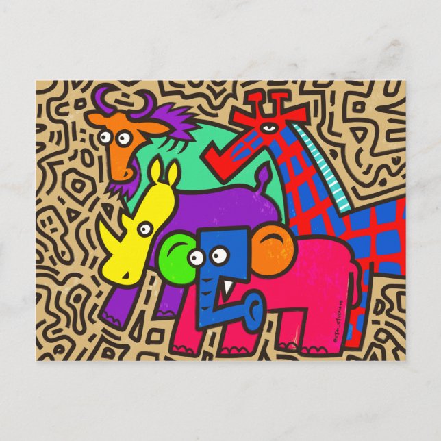 African Wildlife Art Postcard Postkarte (Vorderseite)