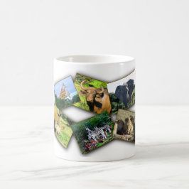 African Wildlife Collage Black Shadow Tasse