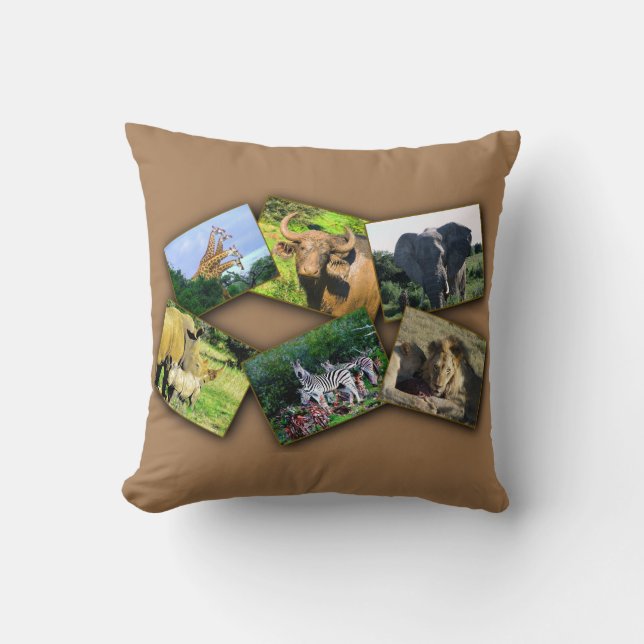 African Wildlife Coller noir Coussin d'ombre (Recto)