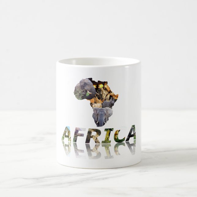 African Wildlife Continent Africa Collage Mirror Kaffeetasse (Mittel)