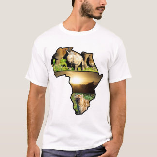 African Wildlife Continent Hyena, Rhino, Giraffe T-Shirt