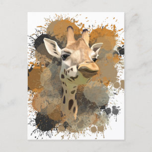 African Wildlife Giraffe Abstrakt Paint Spritzer Postkarte