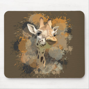 African Wildlife Giraffe Earth Tones Spritzer Mousepad